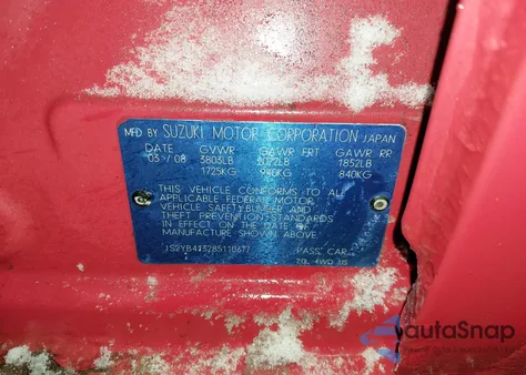 2008 Suzuki Sx4 Convenience/Touring из США, поврежденный, VIN JS2YB413285110677